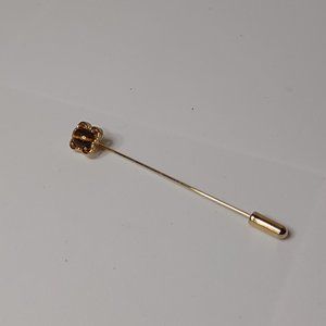 Gold Tone And Brown Cute Vintage Stick Pin